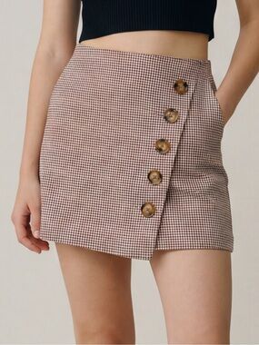 VTG  90s Forever 21 Glen Plaid  ButtonFront Mini Skirt Dark Academia moody prep